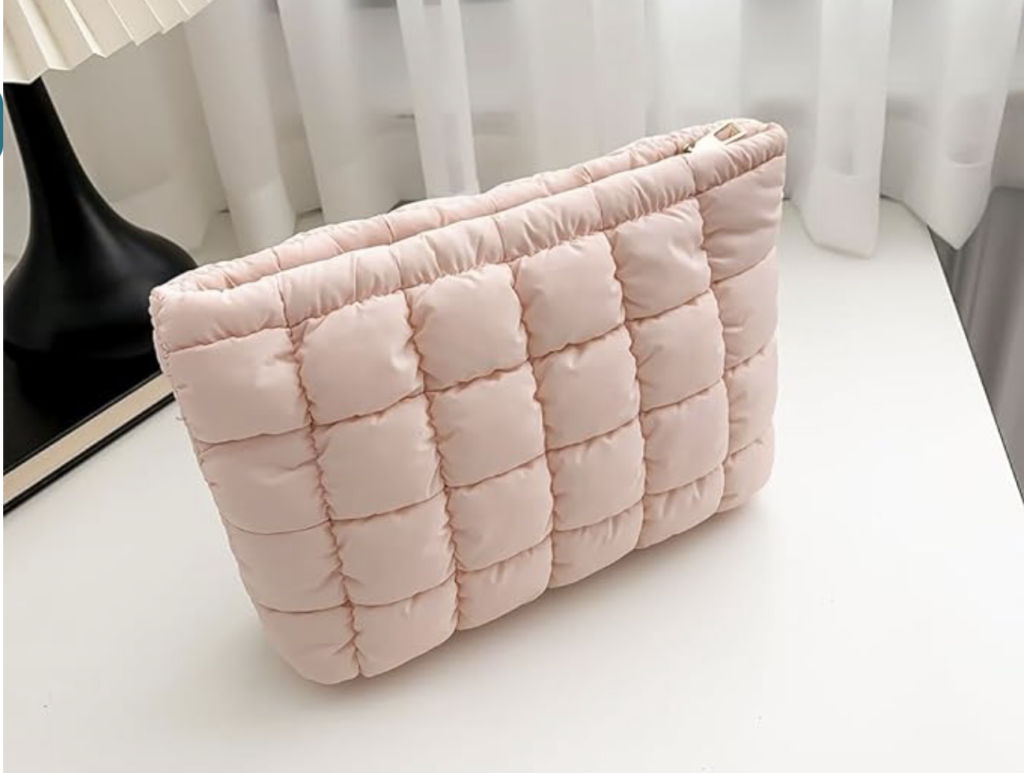 large puffy makeup bag, best quilted makeup bag